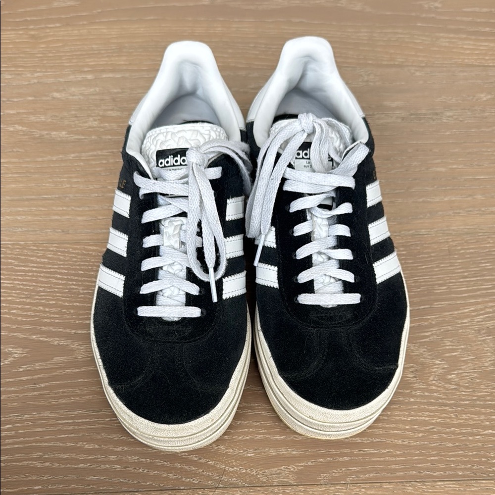 Adidas Black and White Gazelle Platform Sneakers